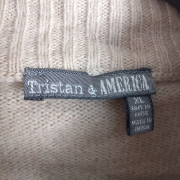 Neutral/Beige Wool Sweater, 100% Lambswool ribbed Knit Long sleeve Sweater, XL - Picture 4 of 7